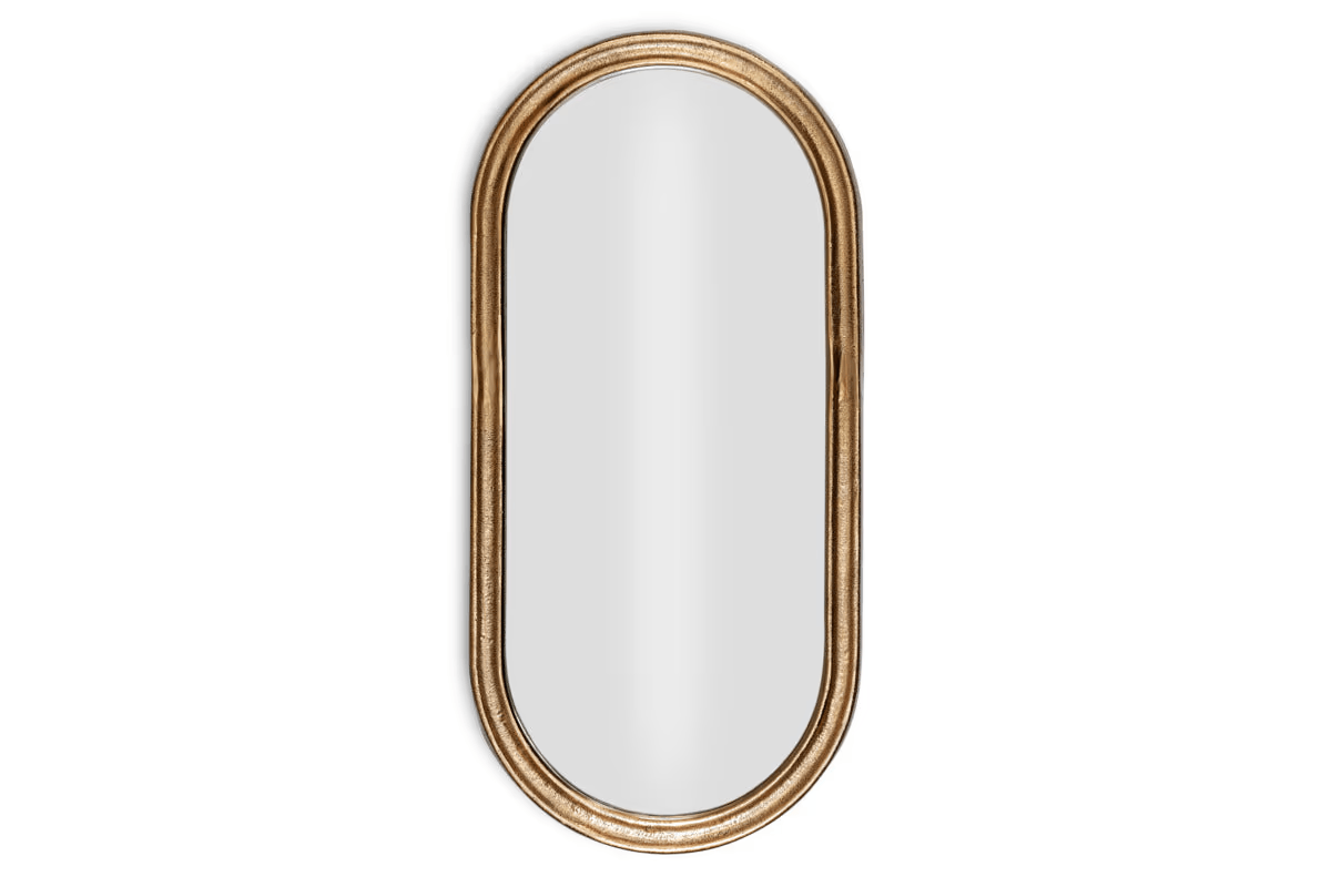 Nkuku - Mbwa Oval Mirror - Antique Brass