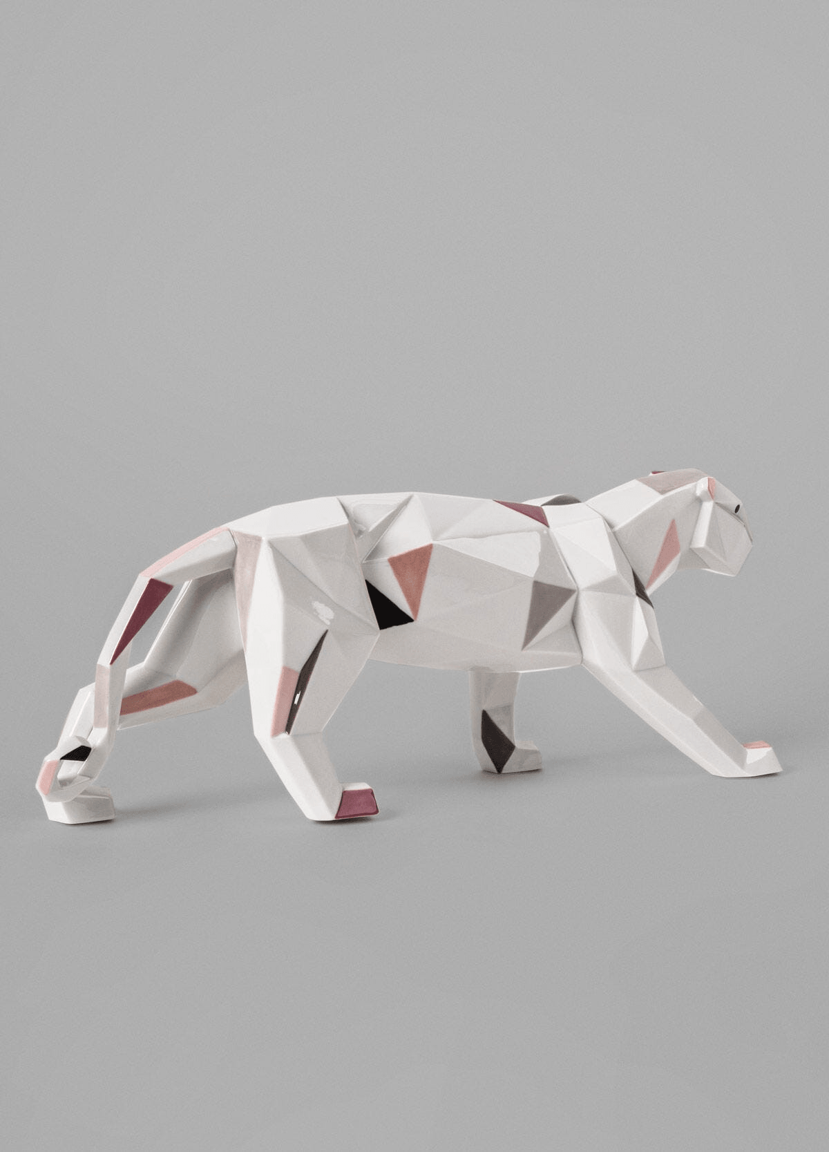 Lladró - Panther Sculpture in geometric porcelain design with colorful accents.