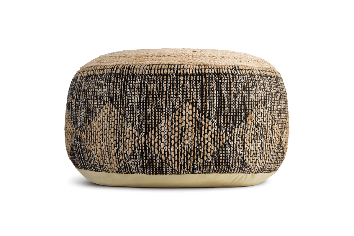 Nkuku - Kapil Jute Round Pouf - Charcoal