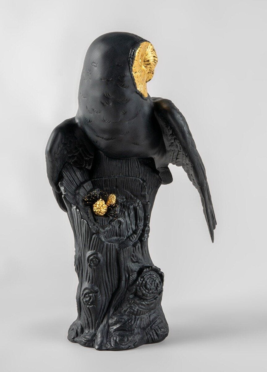 Lladró - Owl Sculpture - Black-gold - Limited Edition