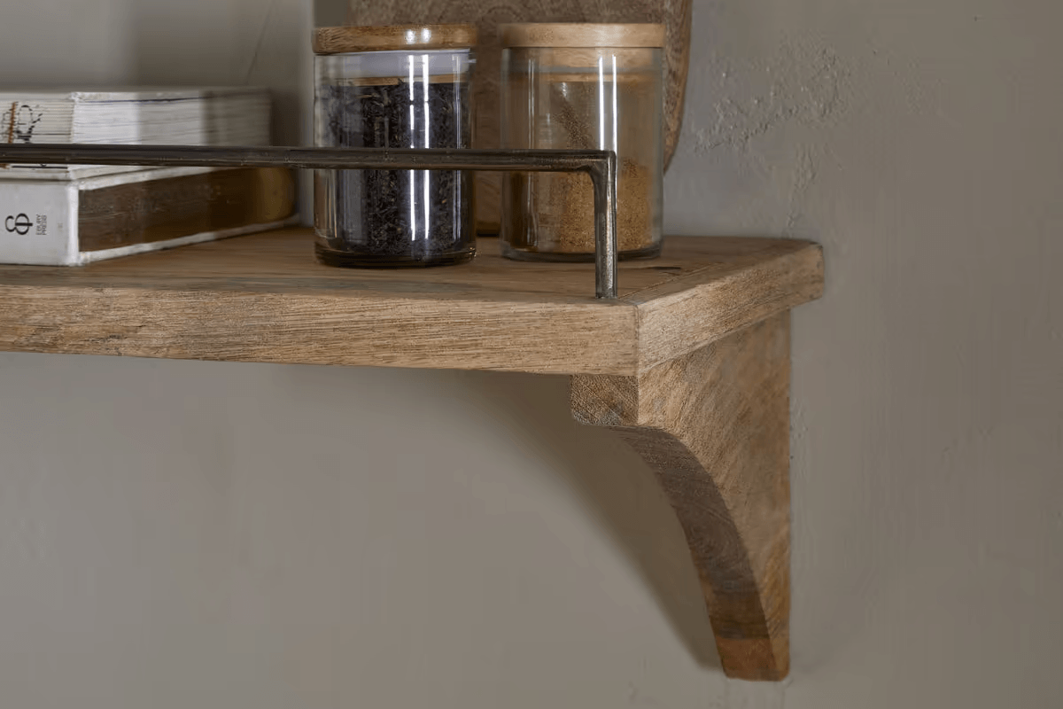 Nkuku - Meera Mango Wood & Iron Gallery Shelf - Natural - Large