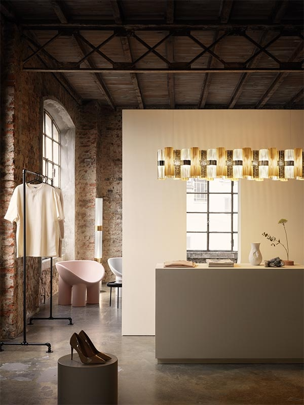Slamp - La Lollo Linear Suspension Lamp - 140 - Gold