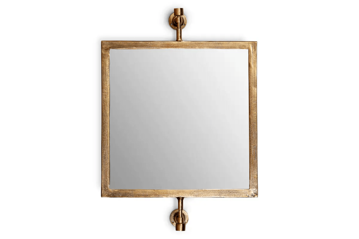 Nkuku - Visala Square Swivel Wall Mirror - Antique Brass