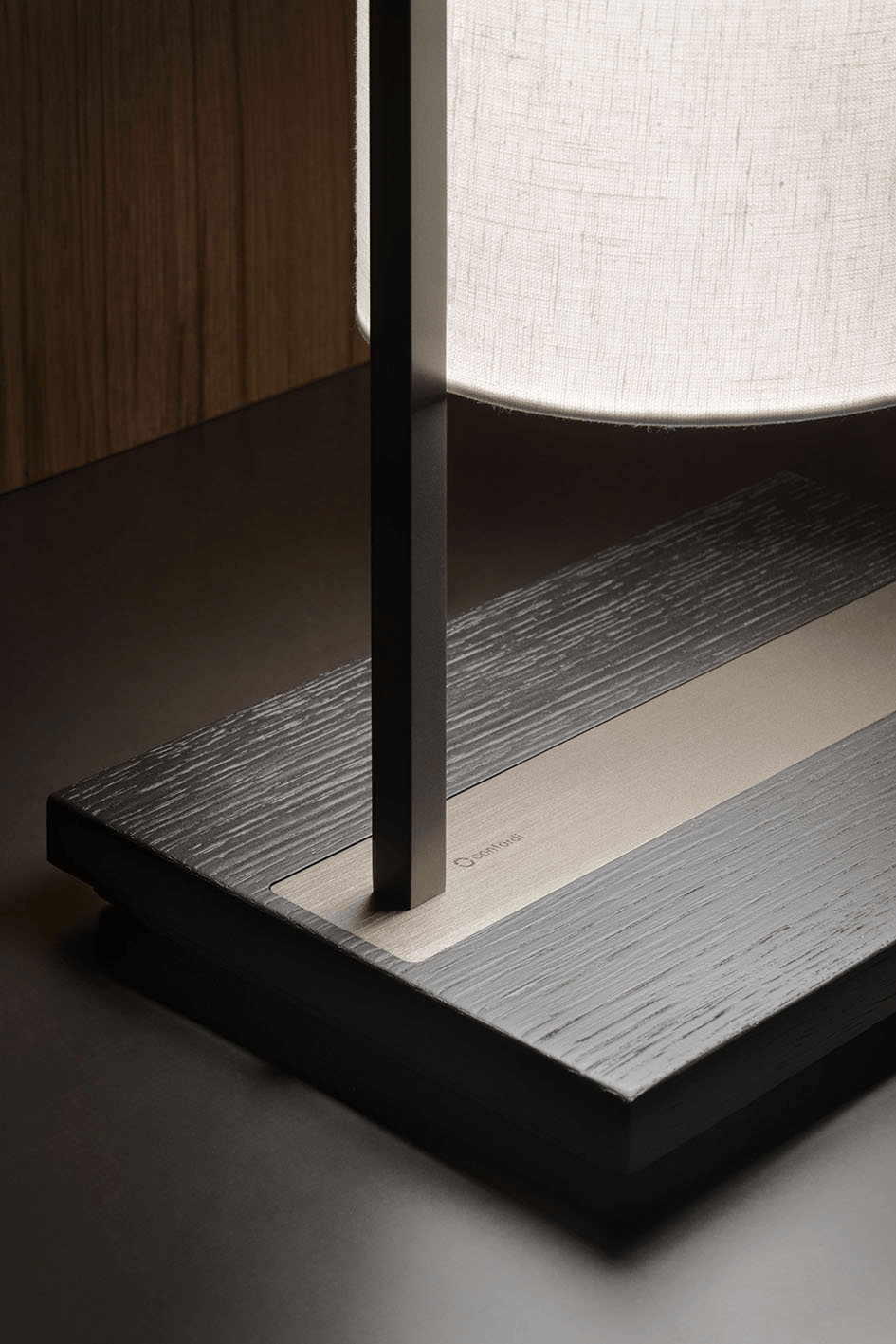 Contardi Athena Table Lamp - Brushed Bronze Nickel Frame - White Linen Shade