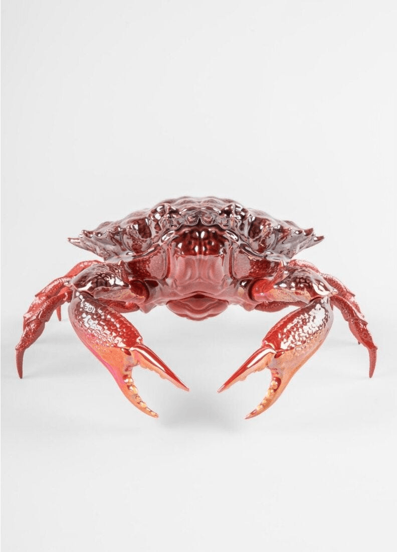 Lladró - Crab Sculpture - Red, a porcelain crab figurine showcasing vibrant red color and intricate details.