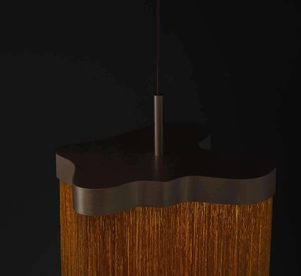 Contardi Arcipelago Suspension Lamp - Bronze Frame - Cognac Colour Fringes