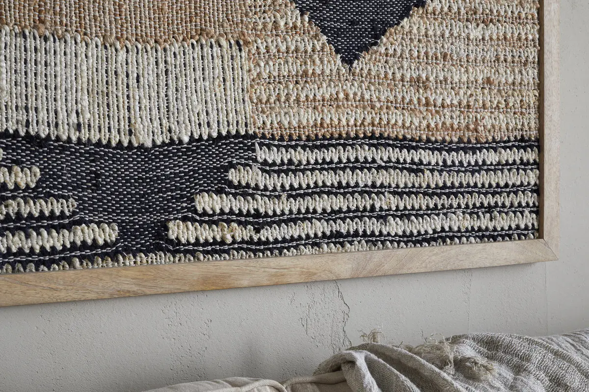 Nkuku - Birala Large Textured Wall Art - Natural & Dark Blue