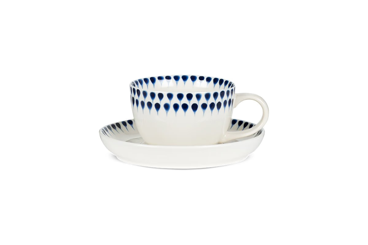 Nkuku - Indigo Drop Cup & Saucer - Cream & Indigo