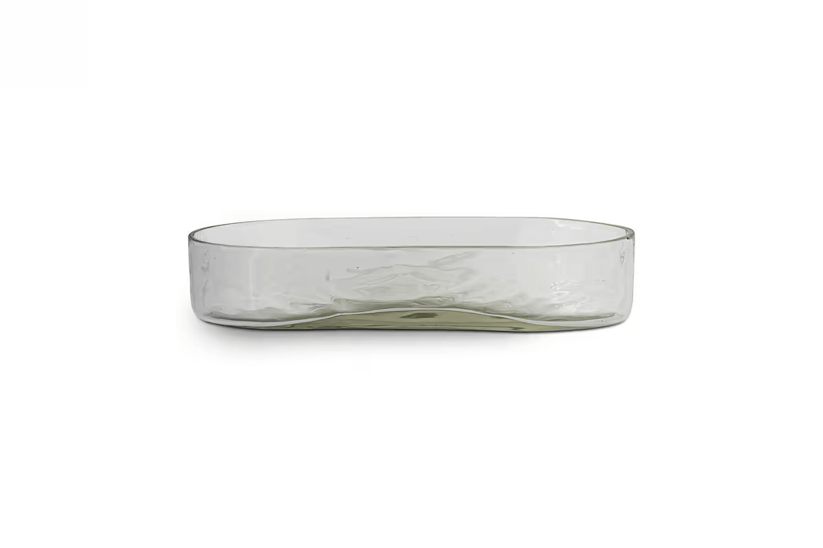 Nkuku - Ilcoso Recycled Hammered Glass Soap Dish - Clear