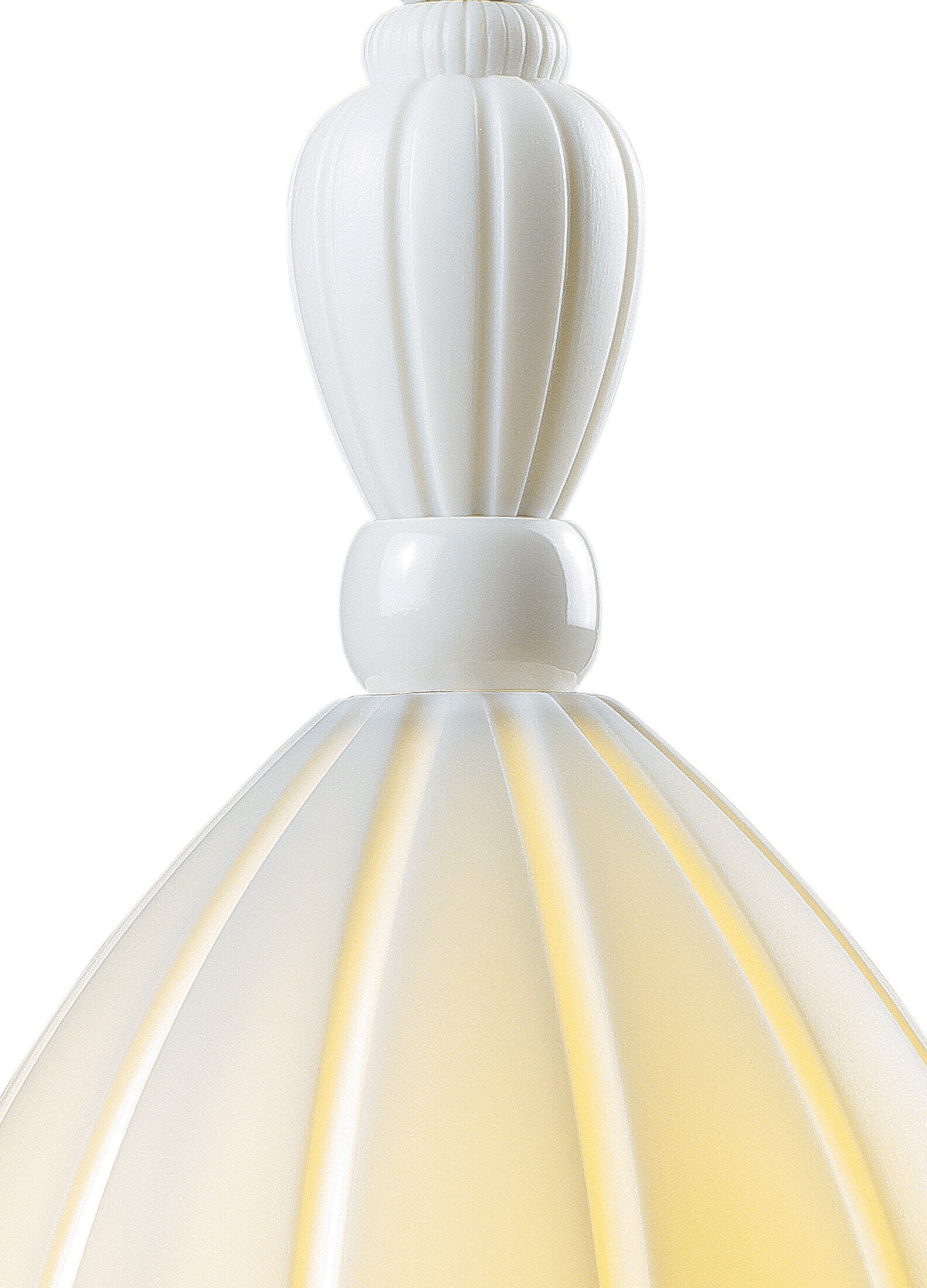 Glowing white Porcelain shade on the Lladro crafted Lladró - Mademoiselle Table Lamp - Daniela.