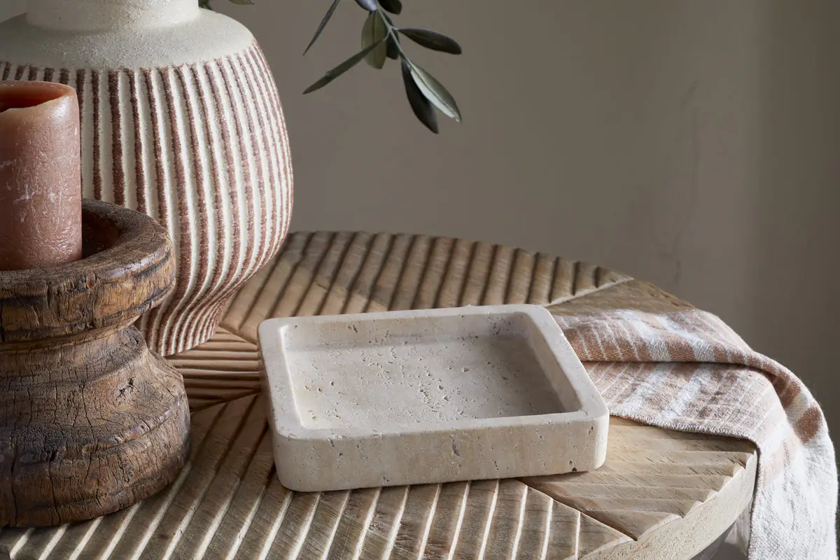 Nkuku - Ganda Travertine Vanity Tray - Cream - Small