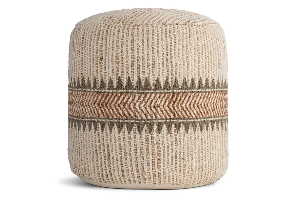 Nkuku - Zairya Jute & Cotton Tall Pouf - Natural & Rust