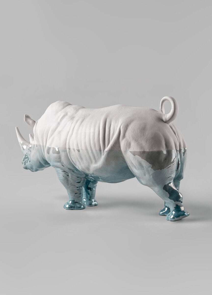 Lladró - Rhino - Underwater Sculpture made of porcelain, showcasing unique design and artistic elegance.