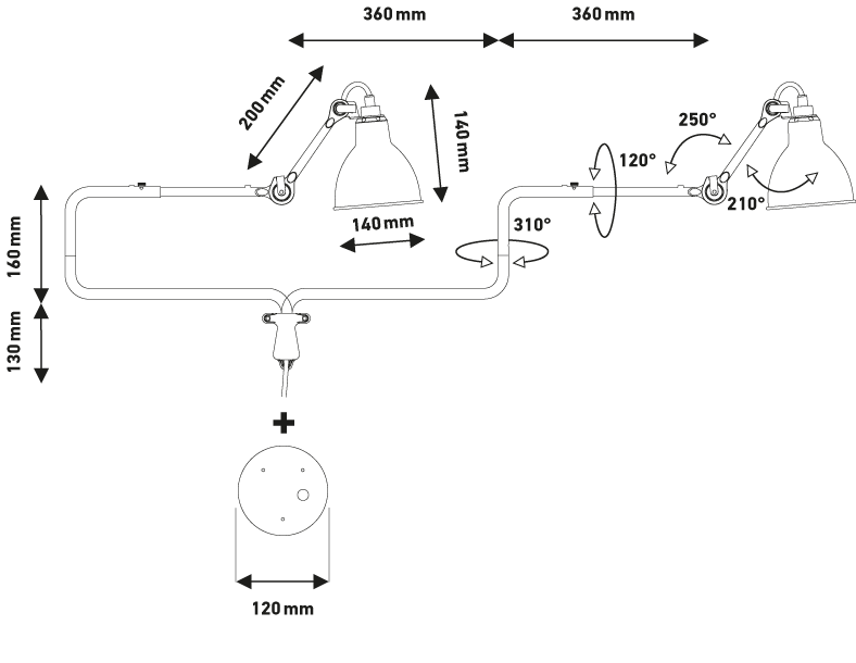 Dcw-Editions - Lampe Gras N°303 Bedside Wall Lamp