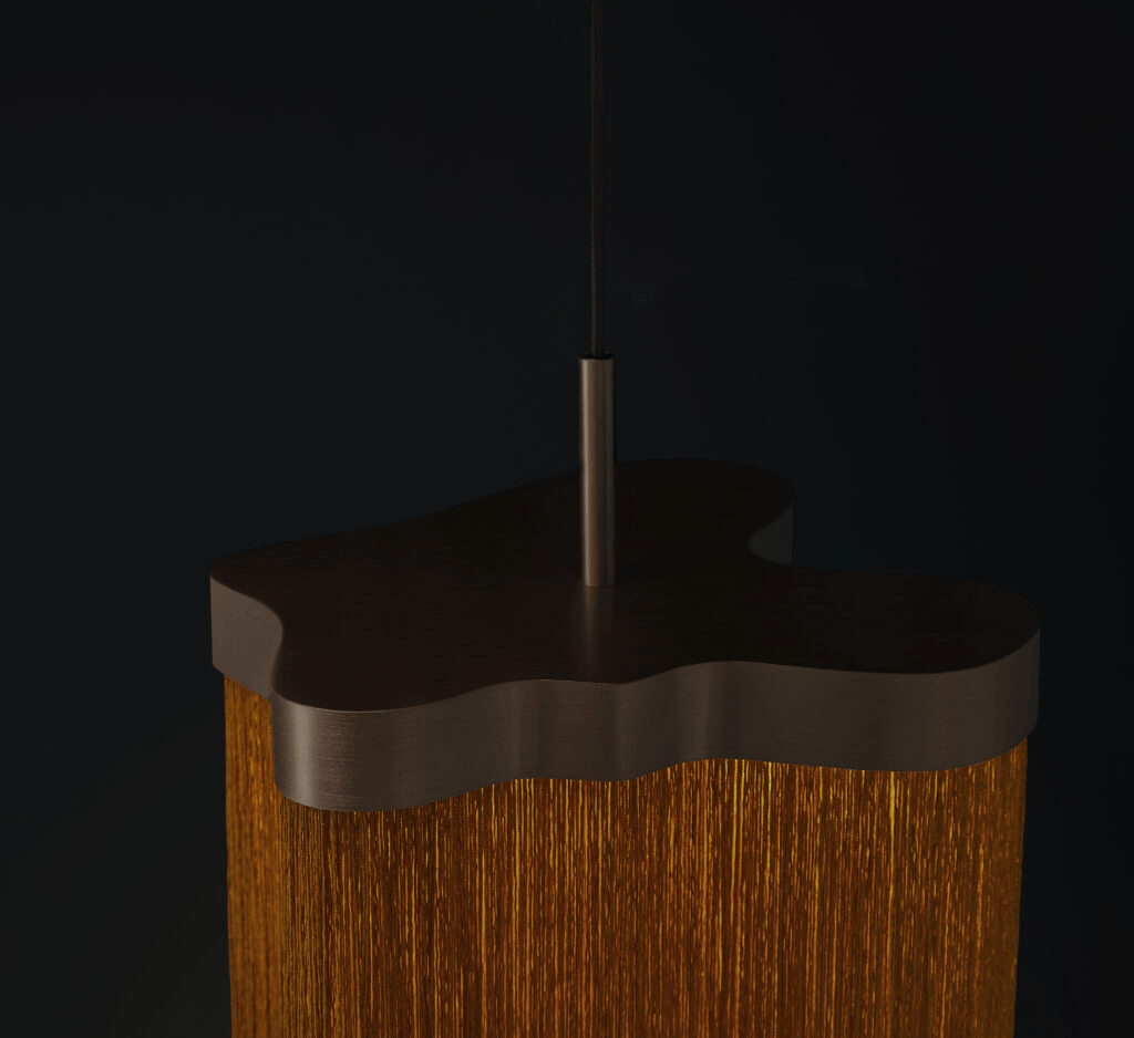 Contardi Arcipelago Suspension Lamp - Bronze Frame - Aragosta Colour Fringes