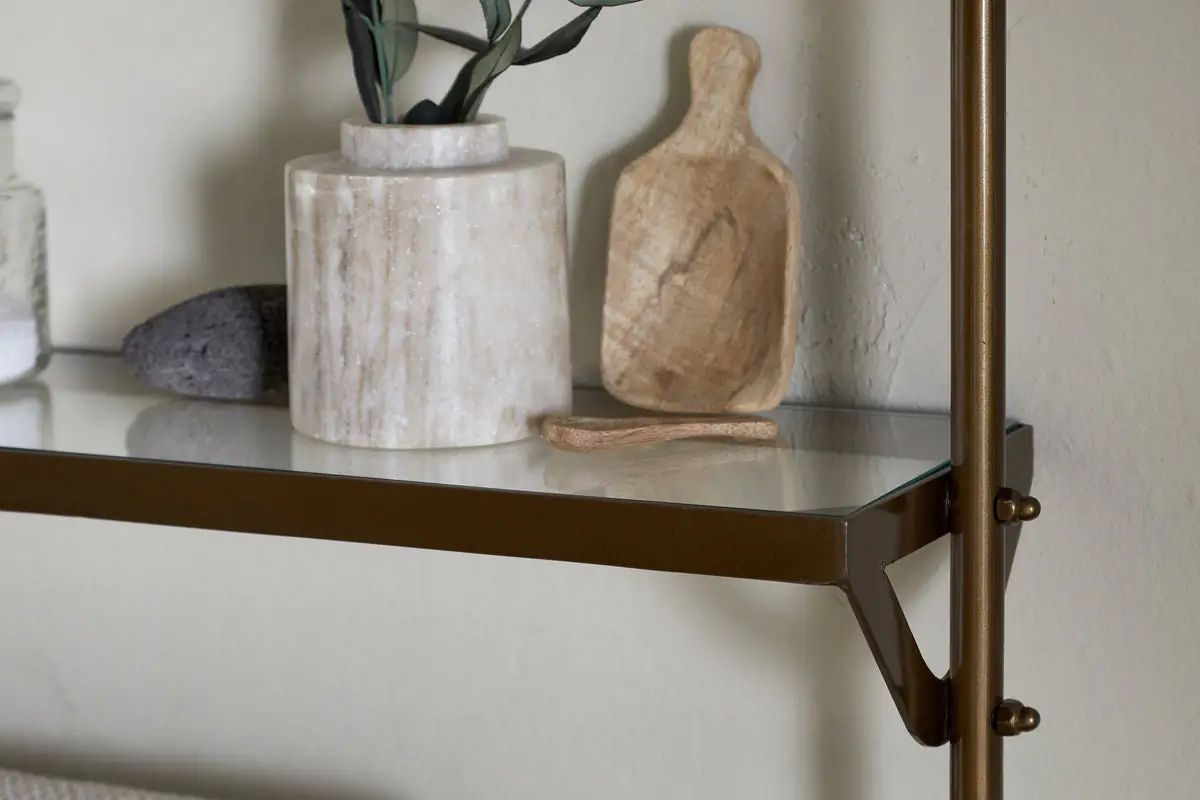 Nkuku - Karura Wall Shelves with Towel Rail - Antique Brass