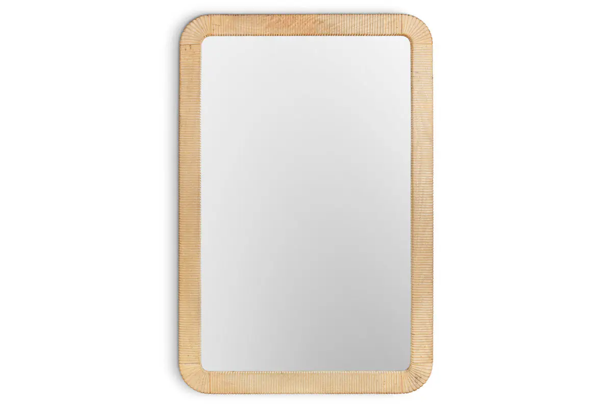 Nkuku - Vivan Rectangular Grooved Wood Mirror - Natural