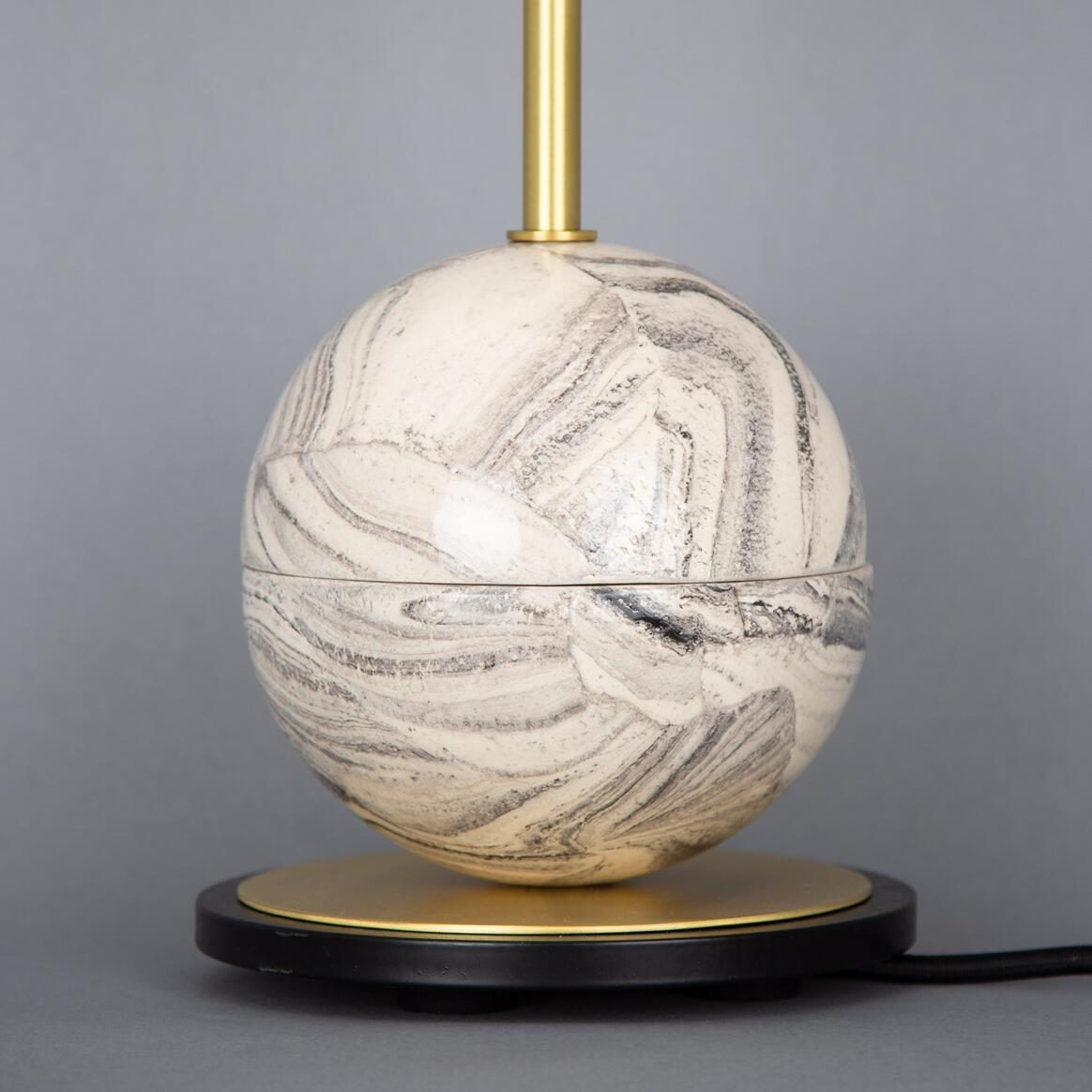 Mullan Zapp Marbled Ceramic Glass Ball Table Lamp - Satin Brass Finish