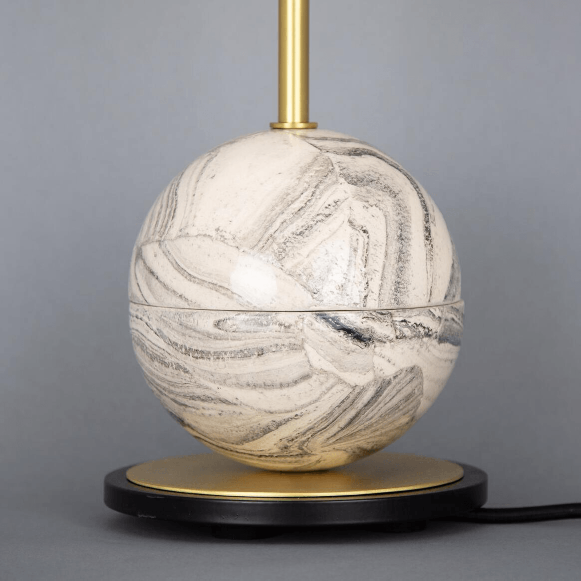 Mullan Zapp Marbled Ceramic Glass Ball Table Lamp - Satin Brass Finish