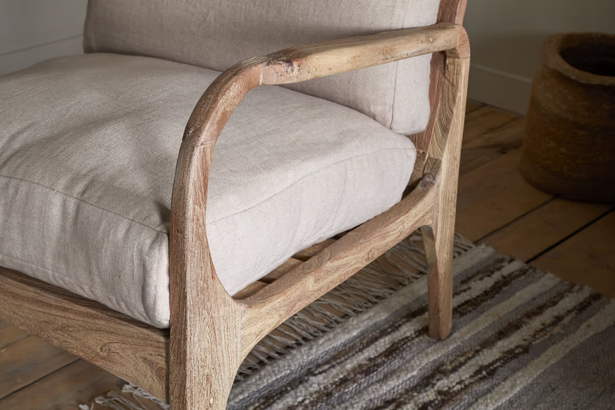 Nkuku - Jaya Acacia Wood & Linen Occasional Chair - Natural