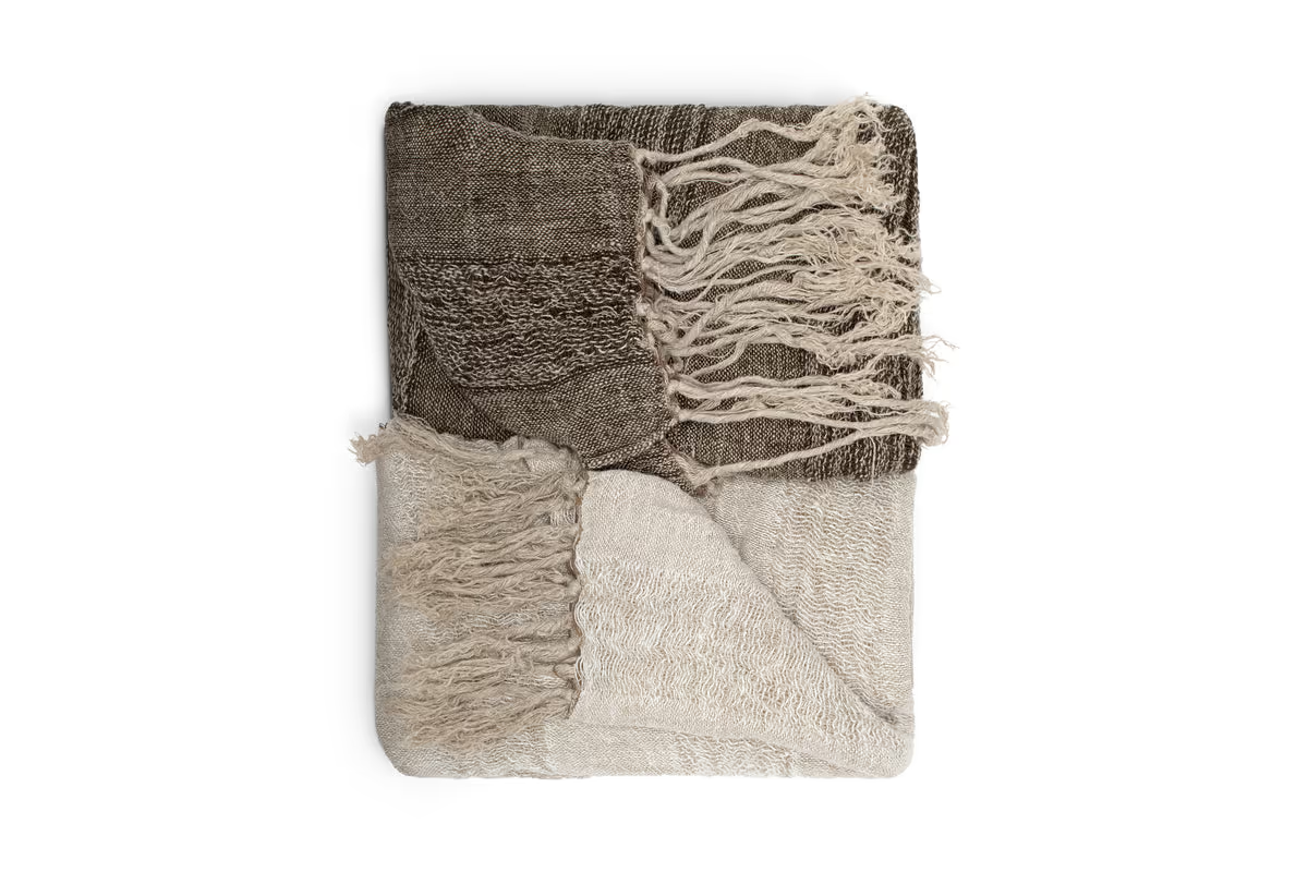 Nkuku - Munir Linen Throw - Charcoal