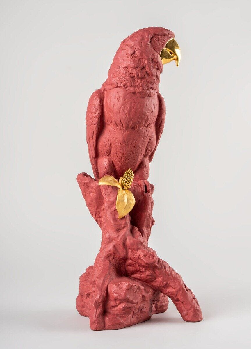 Lladró - Macaw Bird Sculpture - Red-Gold - Limited Edition