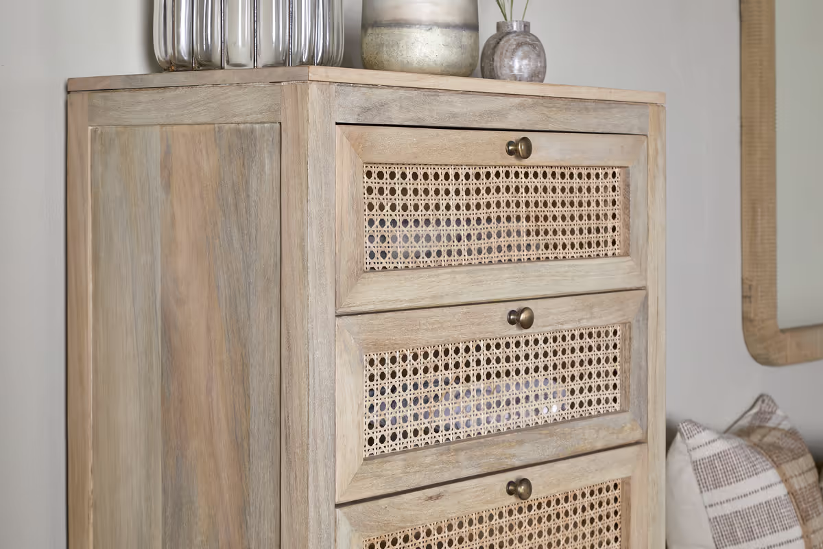 Nkuku - Kanz Mango Wood Tall Boy Chest of Drawers - Natural