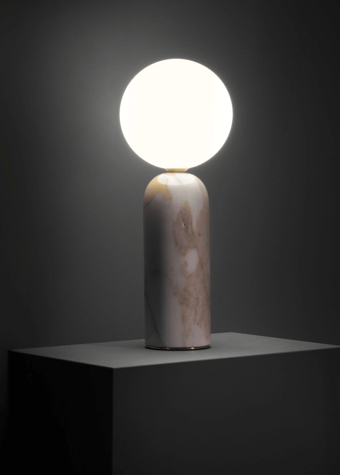 Contardi Emma Table Lamp - White Calacatta Marble Frame - Opal White Global 160mm Diffuser