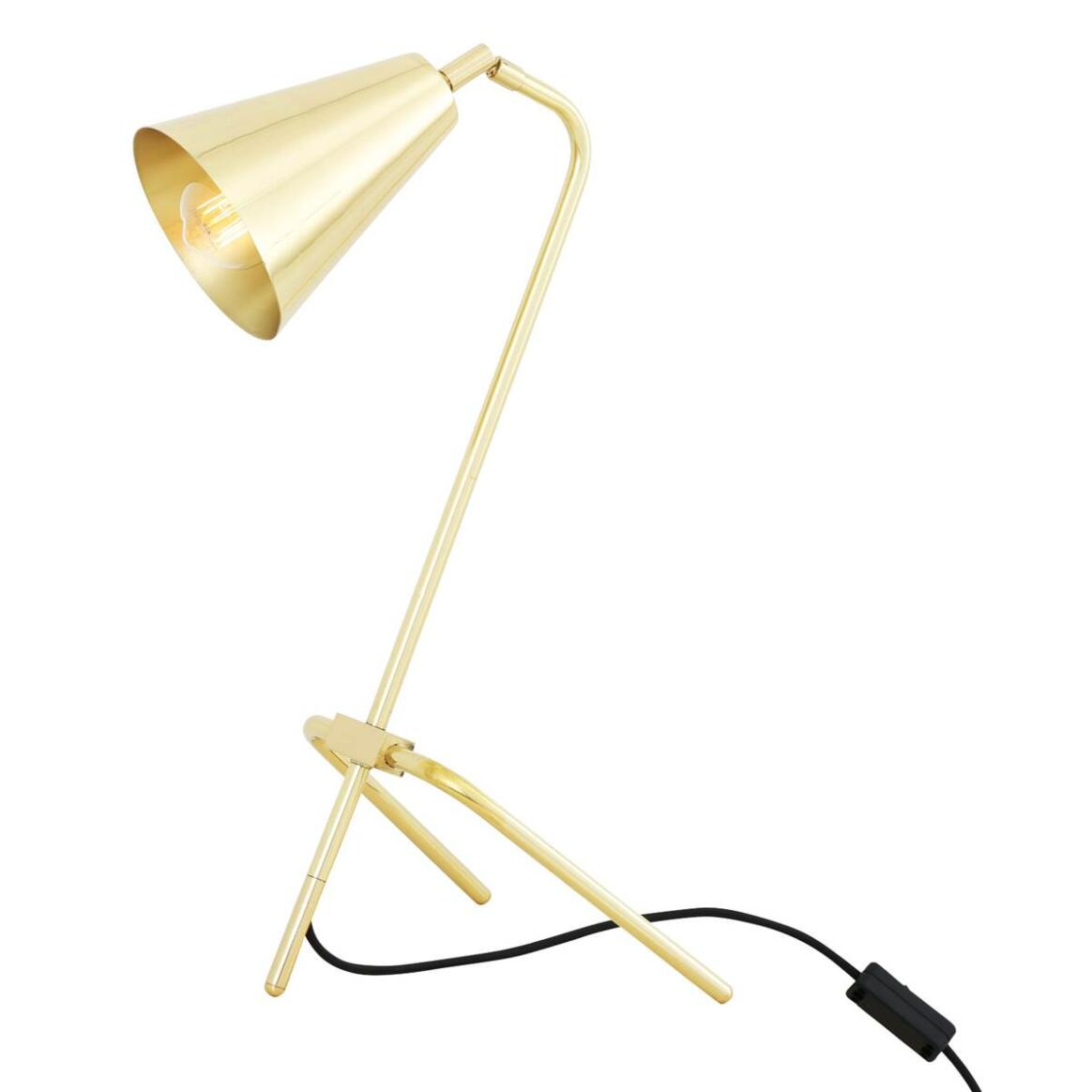 Mullan Astana Industrial Adjustable Brass Table Lamp - Polished Brass Finish