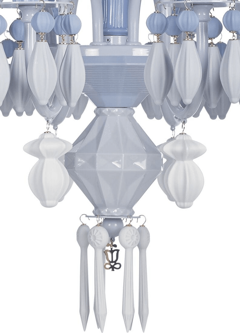 Lladró - Belle de Nuit 12 Lights Chandelier - Blue featuring elegant porcelain design.
