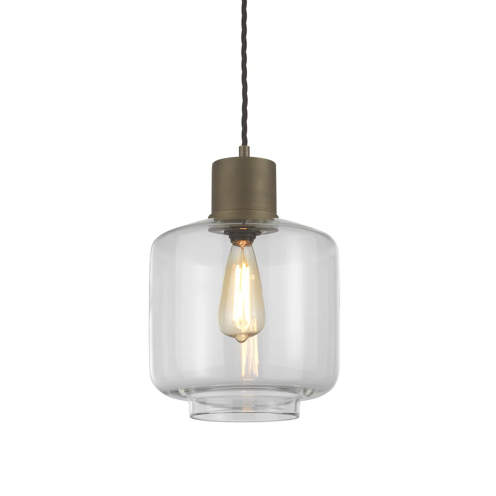 Northern Light - Warner Pendant Ceiling Lights - Clear Brass Medium Finish - Clear Reeded Glass Shade