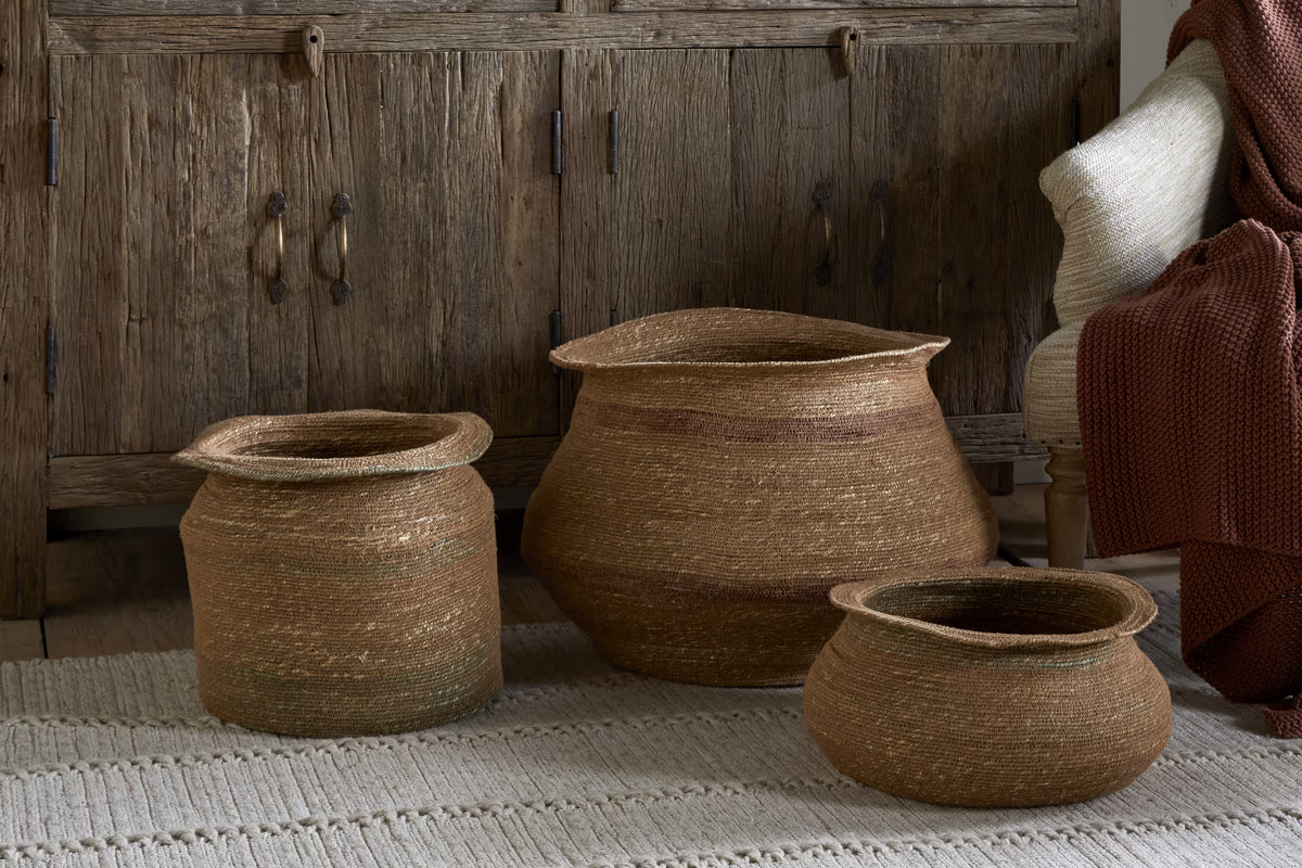 Nkuku - Rana Short Basket - Natural & Moss