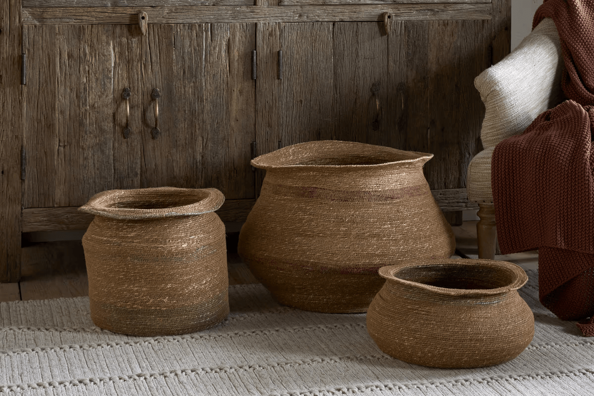 Nkuku - Rana Short Basket - Natural & Moss