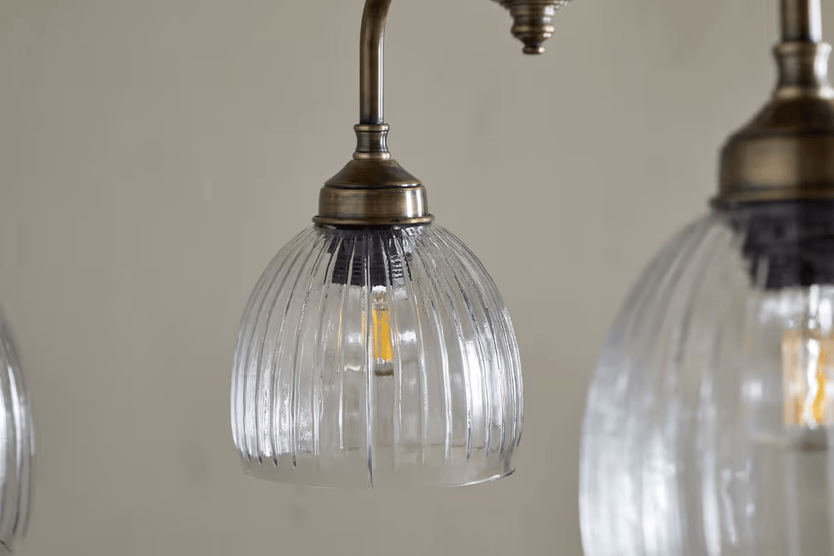 Nkuku - Kakira Chandelier Pendant - Antique Brass & Clear