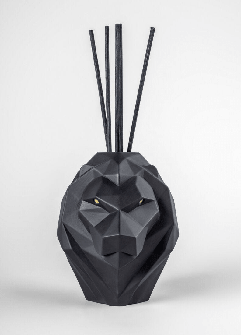 Lladró - Lion Perfume Diffuser - Unbreakable Spirit Scent handcrafted porcelain design with geometric shape.