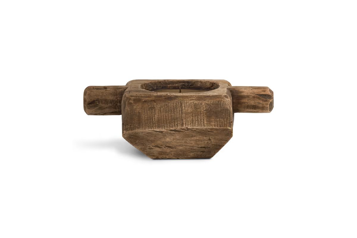 Nkuku - Apu Reclaimed Wood Traditional Candle Holder - Natural