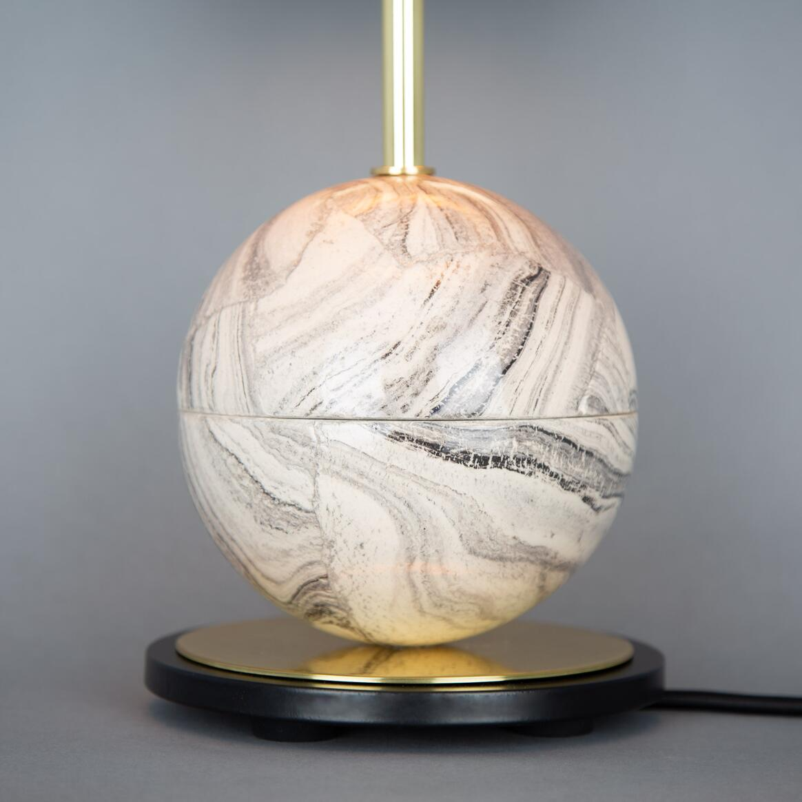 Mullan Byrd Marbled Ceramic Table Lamp with Fabric Shade - Polished Brass Finish