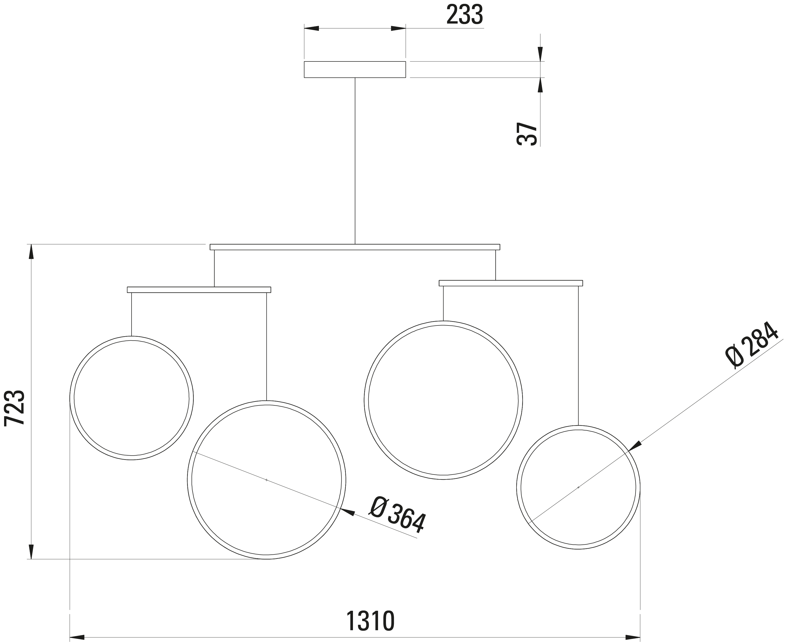 Dcw-Editions - Focus x4 Pendant Lamp - Black