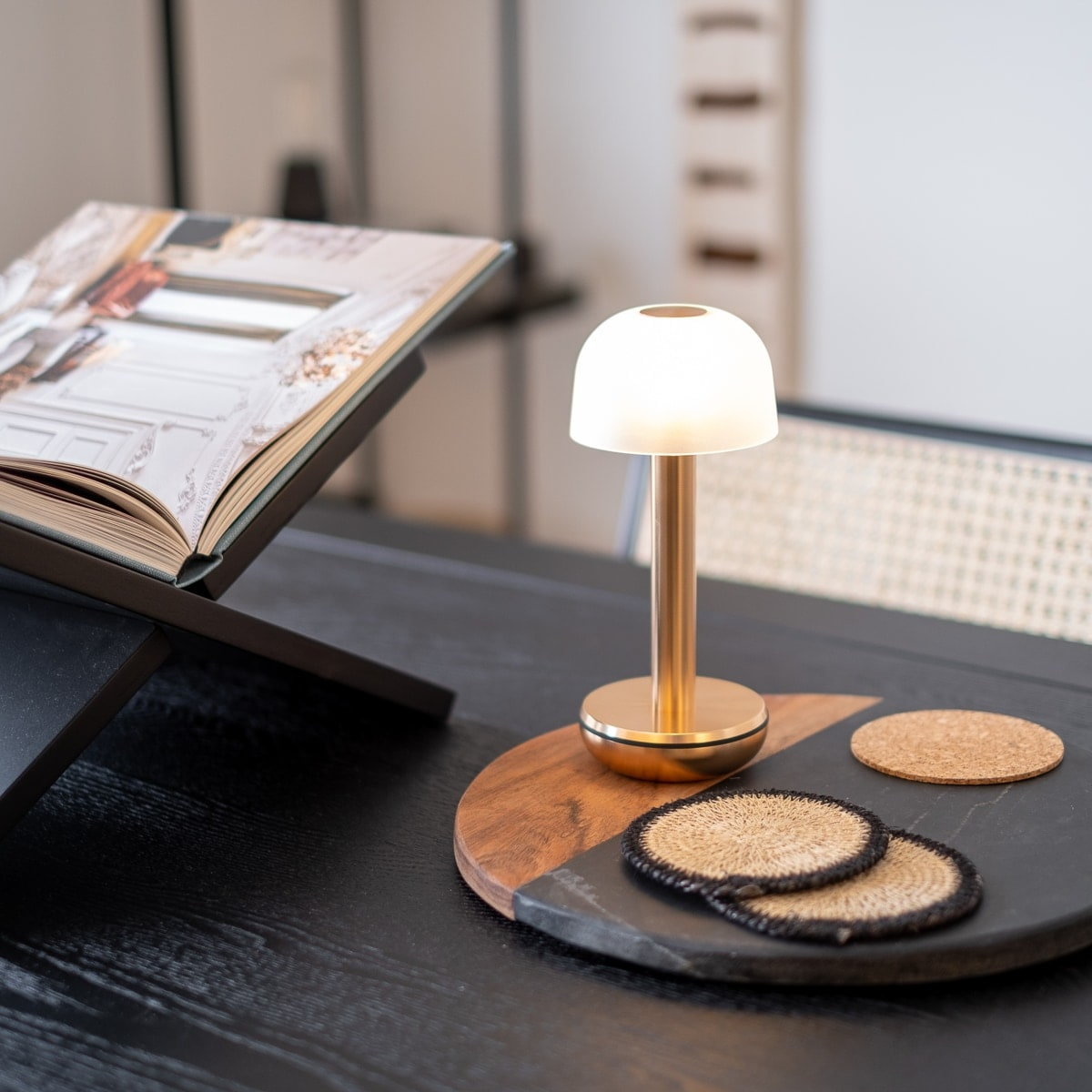 Humble Lights - Two Table Light Gold Glass Frosted