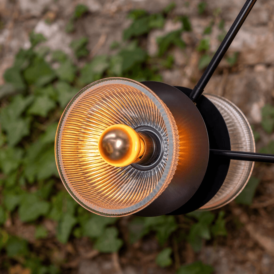 Mullan Eclipse Brass and Prismatic Glass Dish Chandelier - Powder-Coated Matte Black Finish
