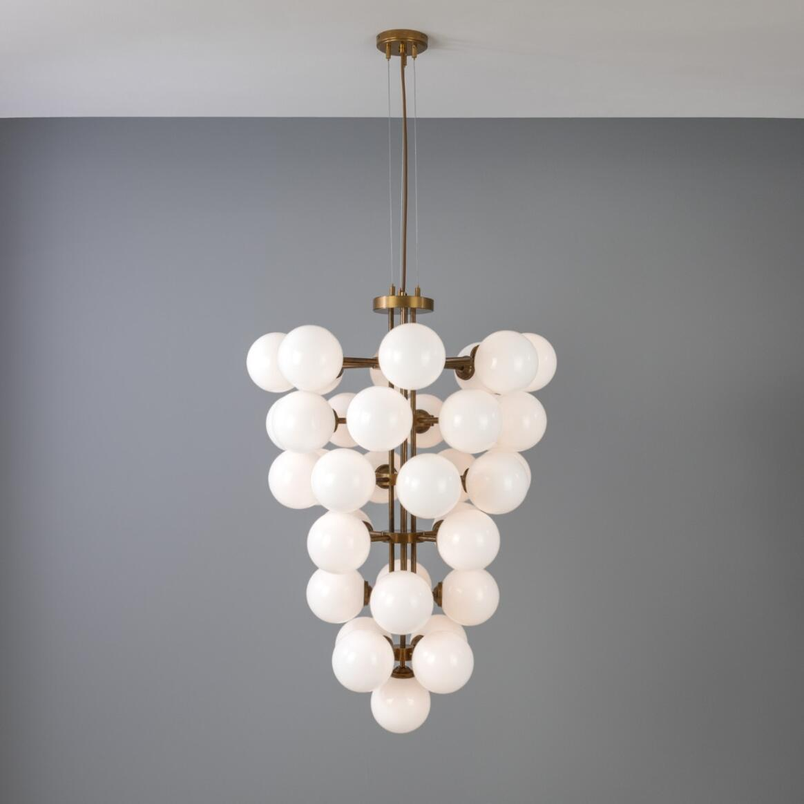 Mullan Merlot Grape Glass Cluster Chandelier 102cm IP20 - Antique Brass Finish