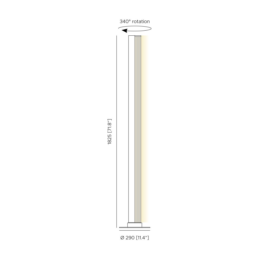 Contardi Lighting Stick Floor Lamp - Satin Golden Nickel - Ribbed Plexiglass