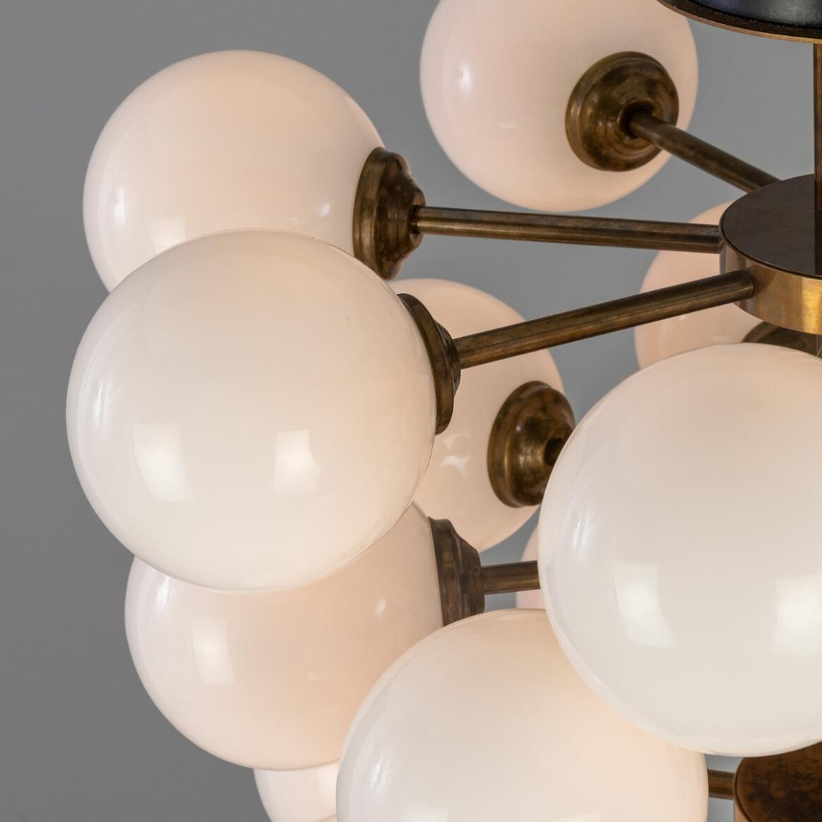 Mullan Merlot Grape Glass Cluster Chandelier 102cm IP20 - Antique Brass Finish
