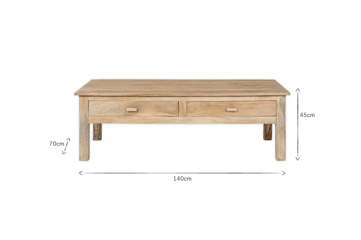 Nkuku - Laali Grooved Mango Wood Coffee Table - Natural