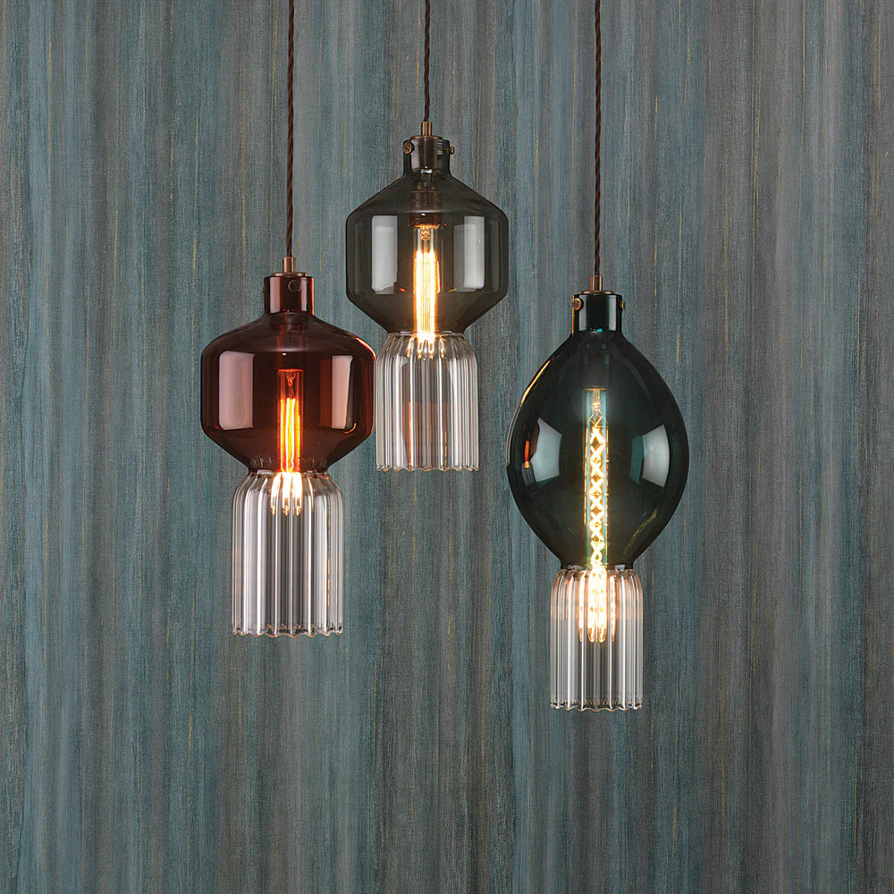 Northern Light - Hestia Pendant Ceiling Lights - Teal Rich Bronze Finish - Teal Glass Shade