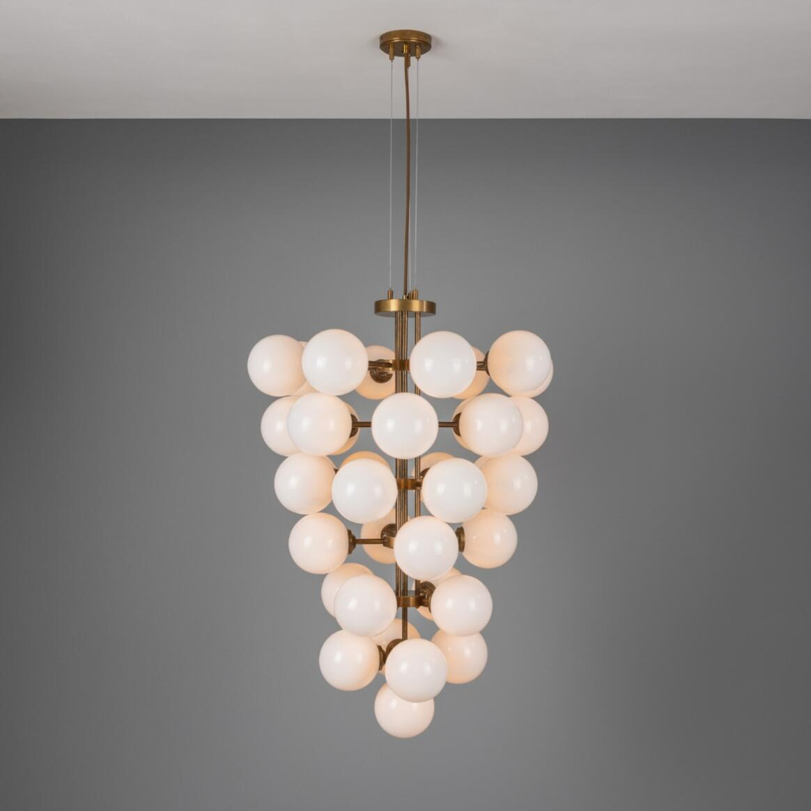 Mullan Merlot Grape Glass Cluster Chandelier 102cm IP20 - Antique Brass Finish