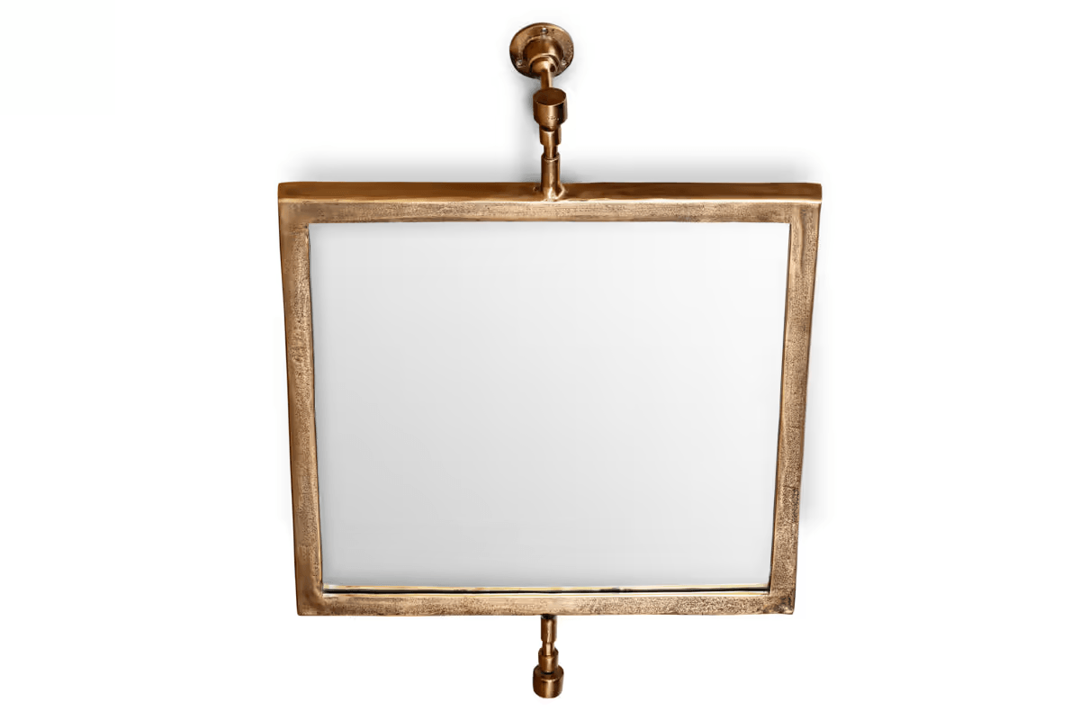 Nkuku - Visala Square Swivel Wall Mirror - Antique Brass