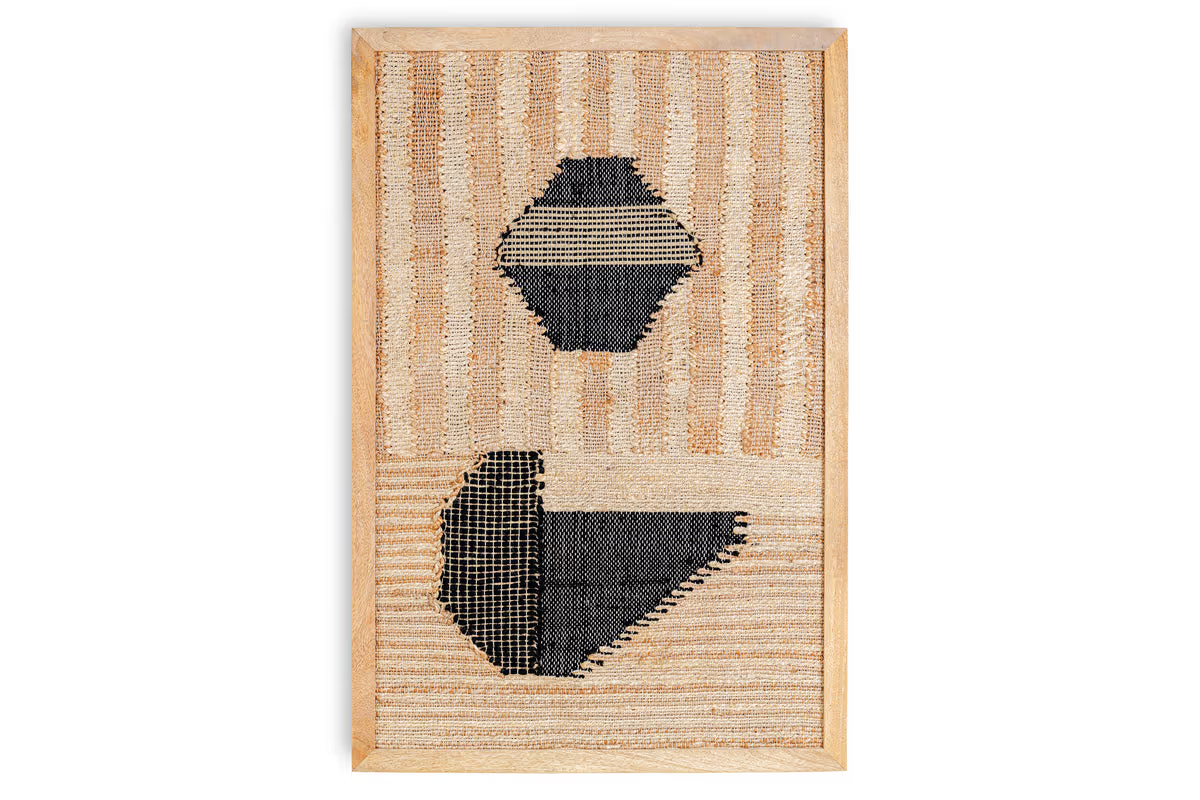 Nkuku - Kiran Large Textured Wall Art - Natural & Dark Blue