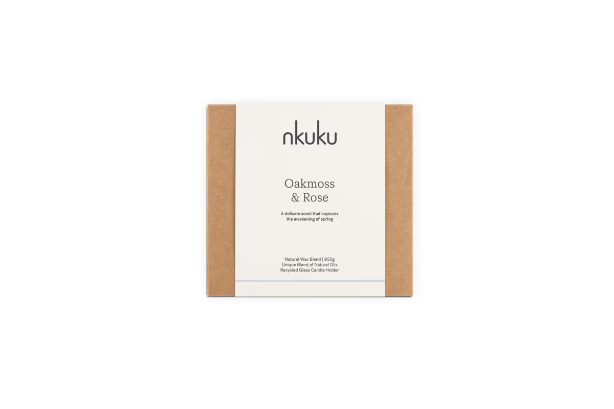 Nkuku - Oakmoss & Rose 3 Wick Scented Candle - Yellow