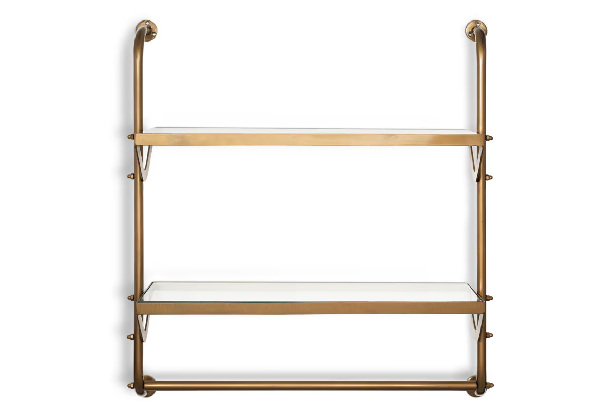 Nkuku - Karura Wall Shelves with Towel Rail - Antique Brass